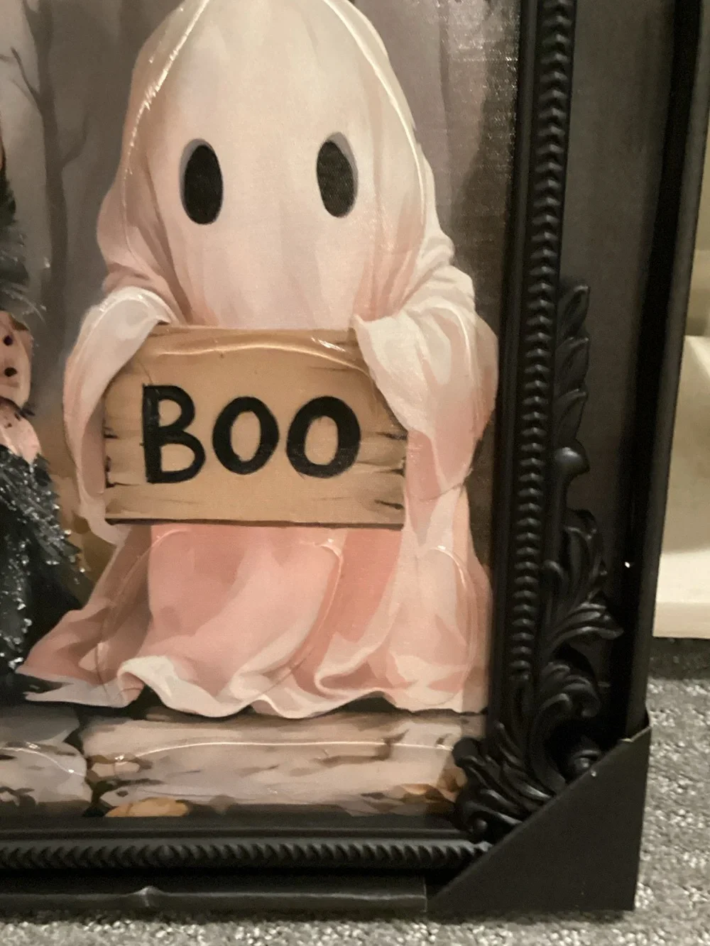 Ghost and Cat Halloween Framed Wall Art